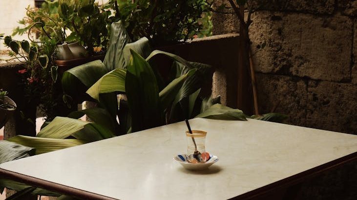 tranquil outdoor cafe table in bursa